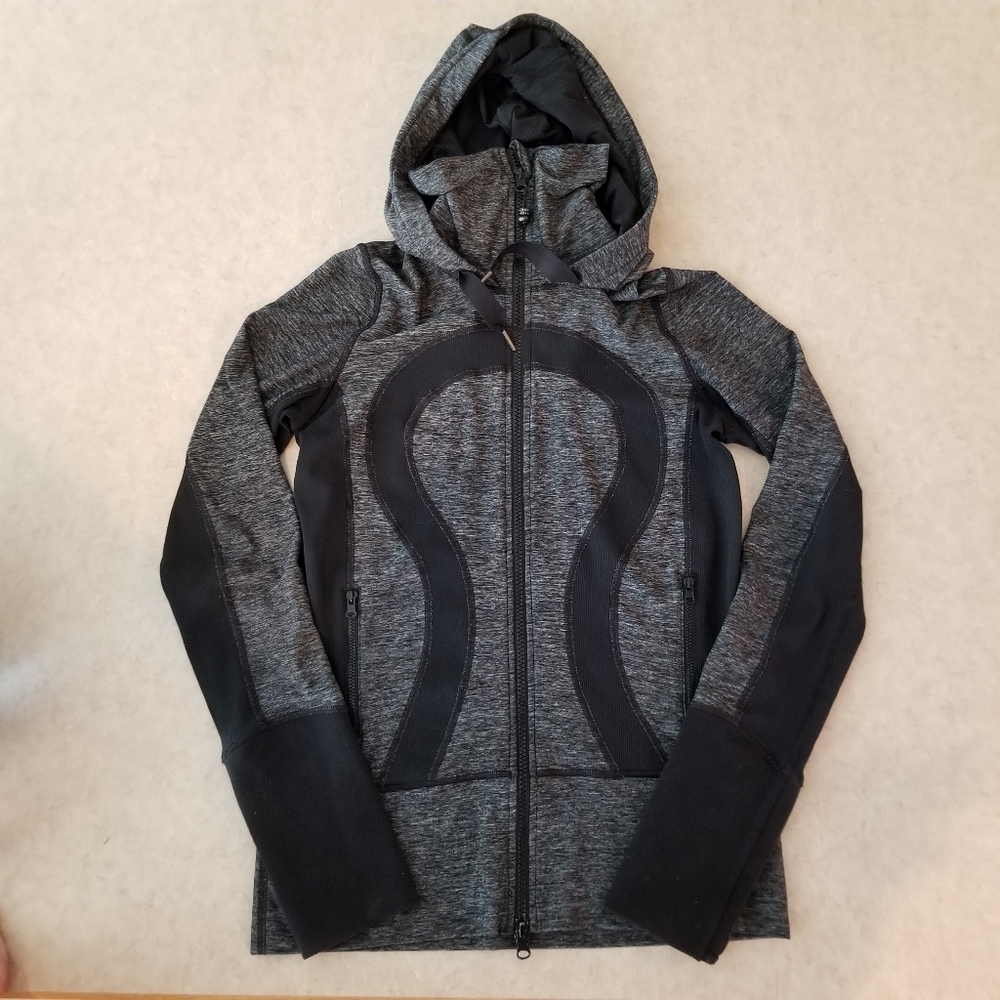 LULULEMON Gray/Black Hooded Scuba ZipUp Jacket